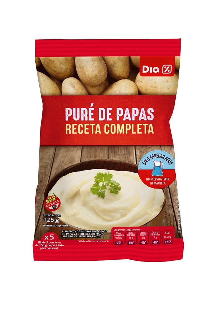 Puré de papas DIA Receta Completa 125 Gr.