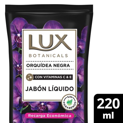 Jabón Líquido Lux Orquídea Negra Recarga Económica 220 Ml.