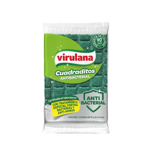 Esponja Virulana Antibacterial Cuadraditos 1 Un.