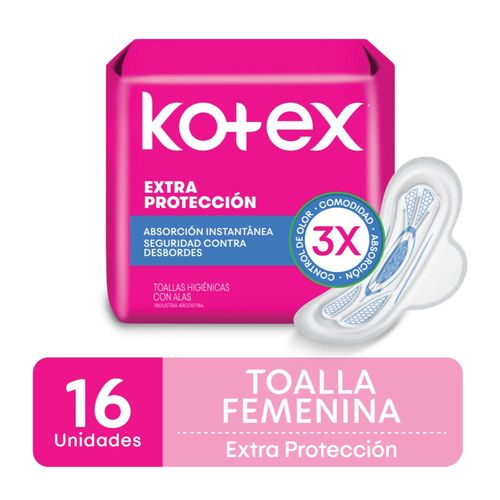 Toalla Femenina Kotex Extra Protección 16 Un
