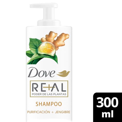 Shampoo DOVE REAL Poder de Las Plantas PURIFICACIÓN + JENGIBRE 300 Ml.
