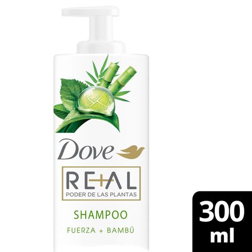 Shampoo DOVE REAL Poder de Las Plantas FUERZA + BAMBÚ 300 Ml.
