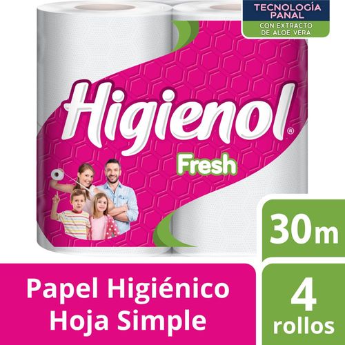 Papel Higiénico Hoja Simple Fresh 30M Higienol x 4 Ud.