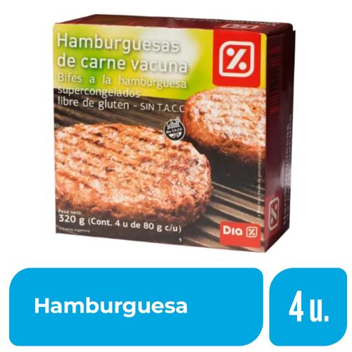 Hamburguesa de Carne DIA 4 Un. 320 Gr.