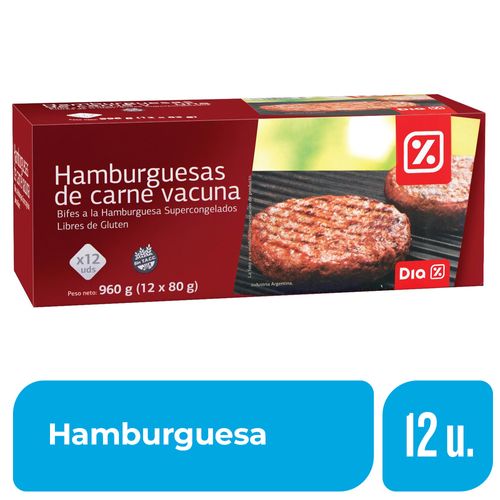 Hamburguesa de Carne DIA 12 Un. 960 Gr.