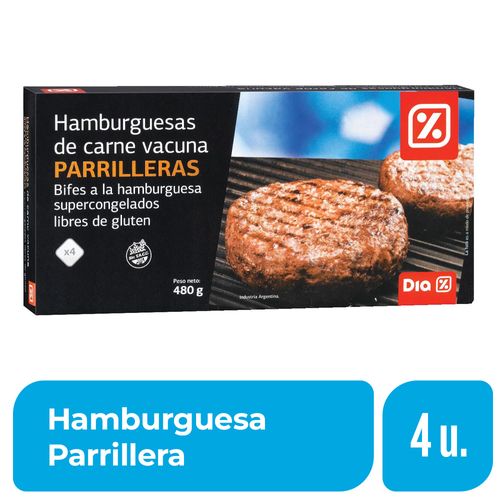 Hamburguesa de Carne DIA Parrillera 4 Un.