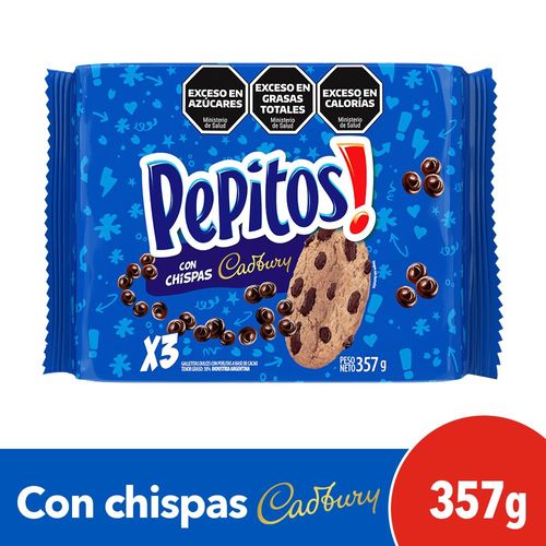 Galletitas Pepitos con Chips de Chocolate 357g. Pack x 3 Ud de 119 Gr.