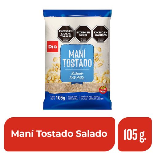 Maní Tostado Salado Sin Piel Dia 105 Gr.