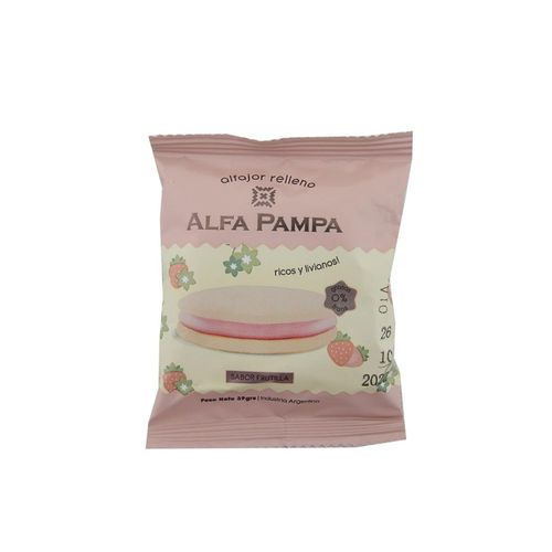 Alfajor Mousse Frutilla Alfa Pampa 39 Gr.