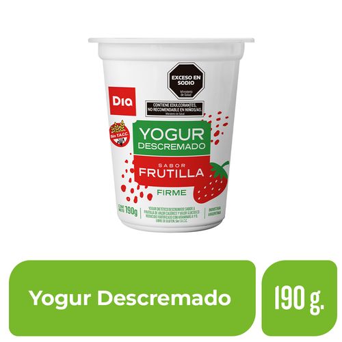 Yogur Firme Frutilla Descremado Dia 190 Gr.