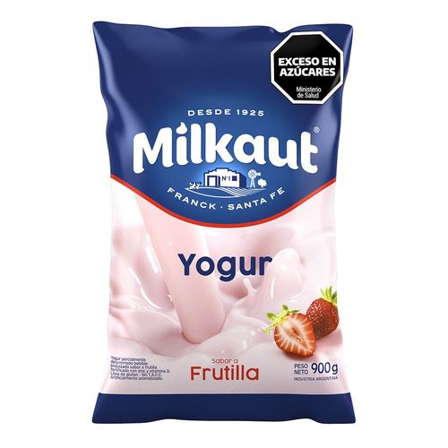 Yogur Entero Milkaut Sachet Sabor Frutilla 900 Grs.