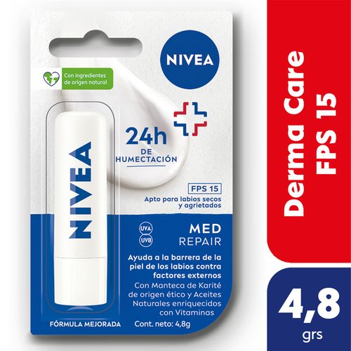 Protector Labial Humectante Derma Care Fps 15 Para Todo Tipo De Piel Nivea X 4,8 Gr.