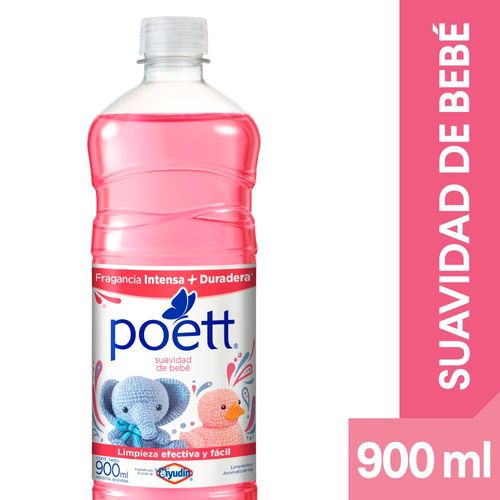 Limpiador Líquido Aromatizante Poett Suavidad de Bebé (Botella) 900 Ml.