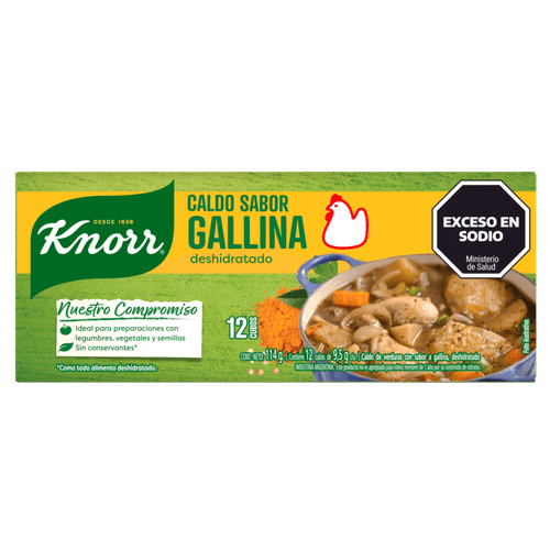 Caldos Knorr de Gallina con Vegetales 12 Un.