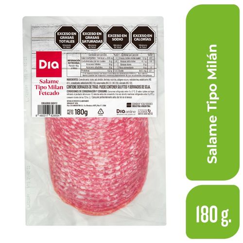 Salame Milan Feteado Fetas Mas Finas Dia 180 Gr.