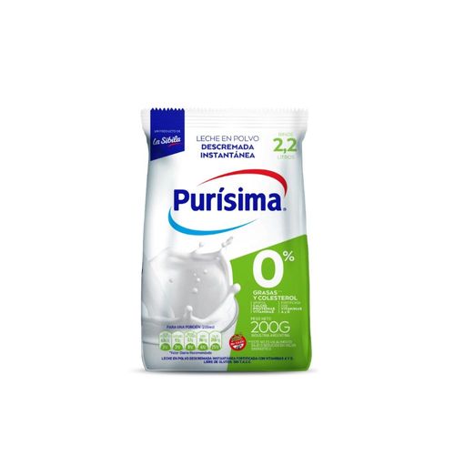 Leche en Polvo Descremada Con Vitamina A y D Purisima 200 Gr.