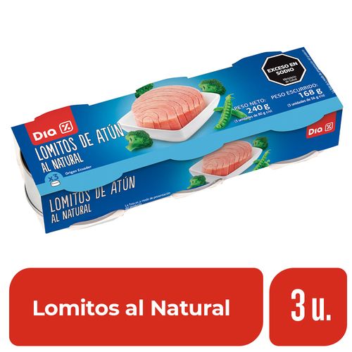 Lomitos de Atún Al Natural Dia x 3 Uds.