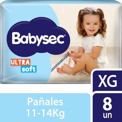 Pañales Babysec Ultrasoft Talle XG X 8 Ud.