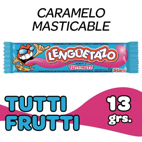 Caramelo Masticable Sabor Tutti Frutti Lenguetazo 13 Gr.