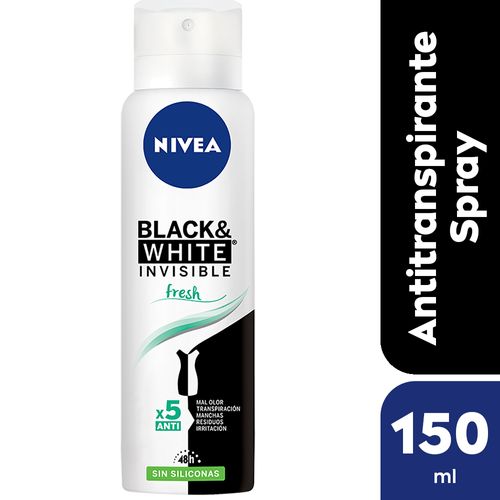 Desodorante Antitranspirante Femenino Nivea Black & White Fresh Sin Siliconas X 150 Ml.