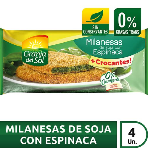 Milanesa Soja Con Espinaca Mas Crocantes Granja Del Sol 330 Gr.