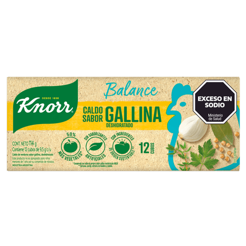 Caldo Knorr de Gallina Deshidratado Balance Cubos 12 Un.