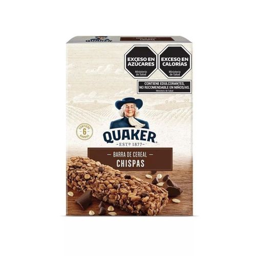 Barras De Cereal Con Chispas De Chocolate Quaker 6 Ud X 26 Gr.