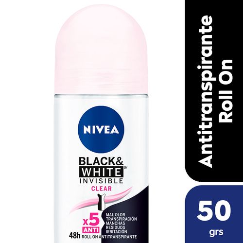 Desodorante Antitranspirante Femenino Nivea Invisible Black&White Roll On X 50 Ml.