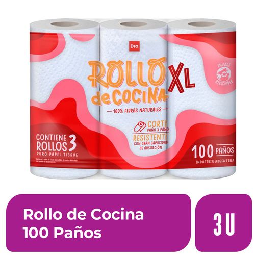 Rollo de Cocina 100 Paños 3 Ud.