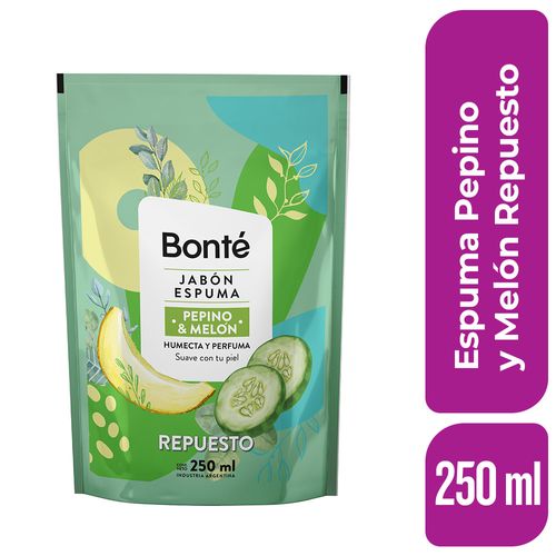 Jabon Espuma Pepino y Melon Repuesto Bonte 250 Ml