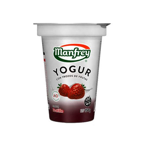 Yogur Entero Manfrey con trozos de Frutilla 150 Gr.