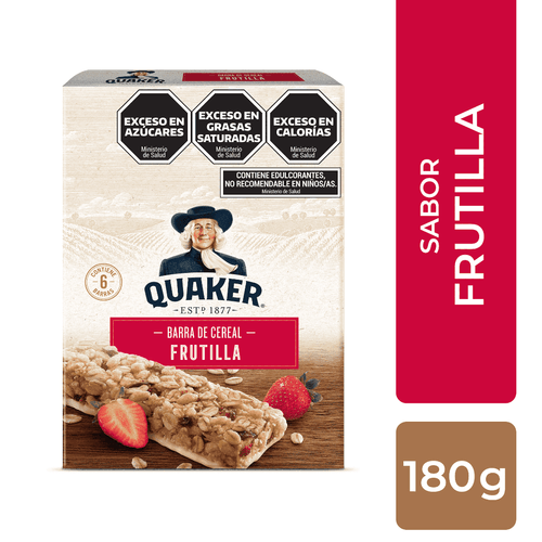 Barras De Cereal Con Trozos De Frutilla Con Crema Quaker 6 Ud X 30 Gr.