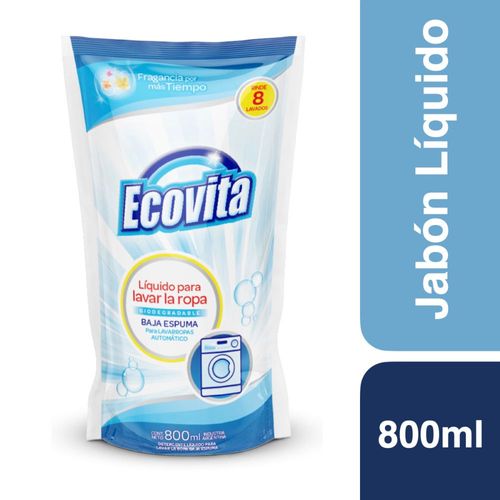 Jabón Líquido Ecovita baja espuma 800 Ml.