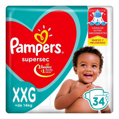 PaÃ±ales Pampers Supersec Xxg 34 Un.