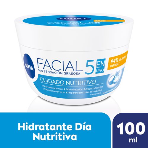 Crema Facial 5 En 1 Nivea Cuidado Nutritivo Para Todo Tipo De Piel X 100 Ml.