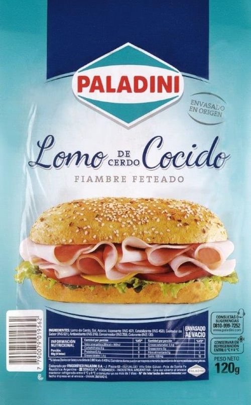 Lomo De Cerdo Cocido Feteado Paladini 120 Gr.