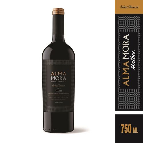 Vino Tinto Alma Mora Reserva Malbec 750 ml.