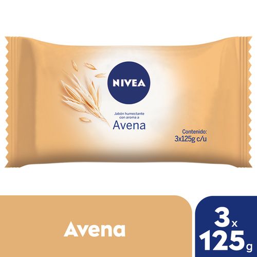 Jabón humectante Avena para todo tipo de piel Nivea 3 x 125 g