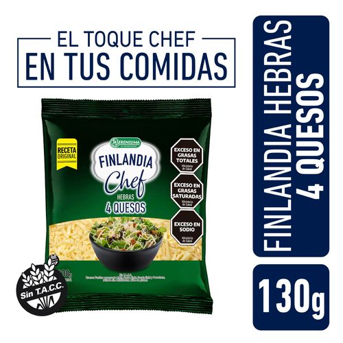 Queso Cuatro Quesos La Serenisima Finlandia Chef Hebras 130 Gr.