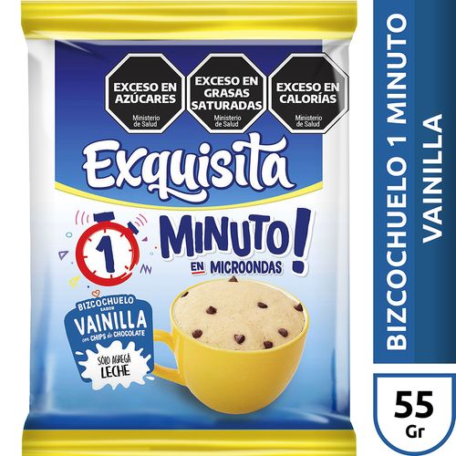 Bizcochuelo Exquisita Vainilla con Chips en 1 Minuto 60 Gr.