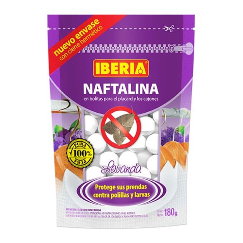 Naftalina Perfumada Iberia Máxima Pureza Lavanda Doypack 180 Gr.