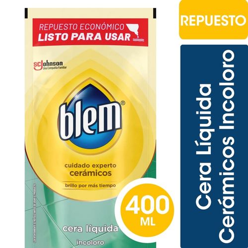 Cera Líquida Pisos Cerámicos Blem Incoloro Repuesto Económico 450 Ml.