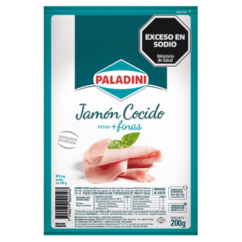 Jamón Cocido Paladini Feteado Fino 200 Gr.