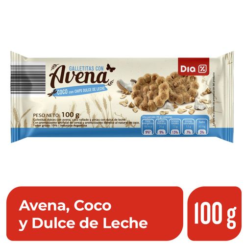 Galletitas DIA Avena, Coco y Dulce de Leche 100 Gr.