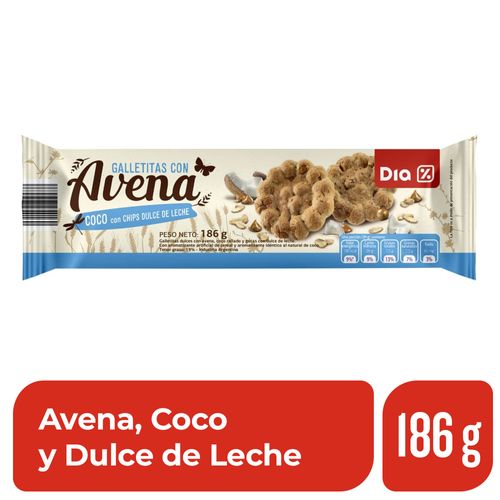 Galletitas DIA Avena con Coco y Dulce de Leche 186 Gr.