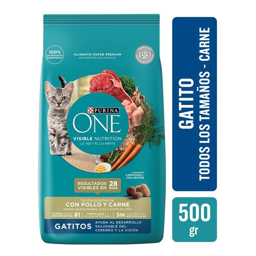 Alimento Seco para Gatos Purina One Gatitos Pollo y Carne 500 Gr.