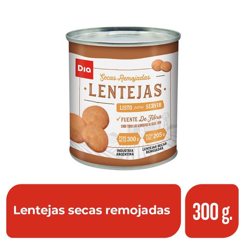 Lentejas Secas Remojadas Dia 300 Gr