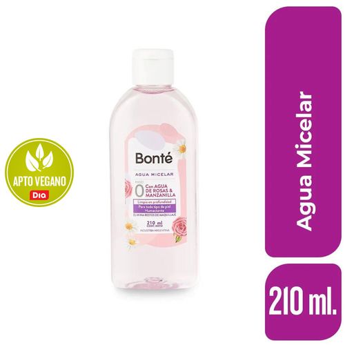 Agua Micelar Con Agua De Rosas Y Manzanilla Bonte 210 Ml.