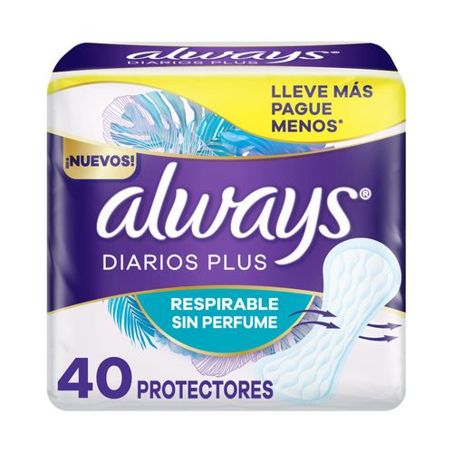 Protectores Diarios Always Respirables 40 Un.