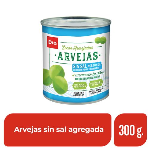 Arvejas Secas Remojadas Sin Sal Dia 300 Gr